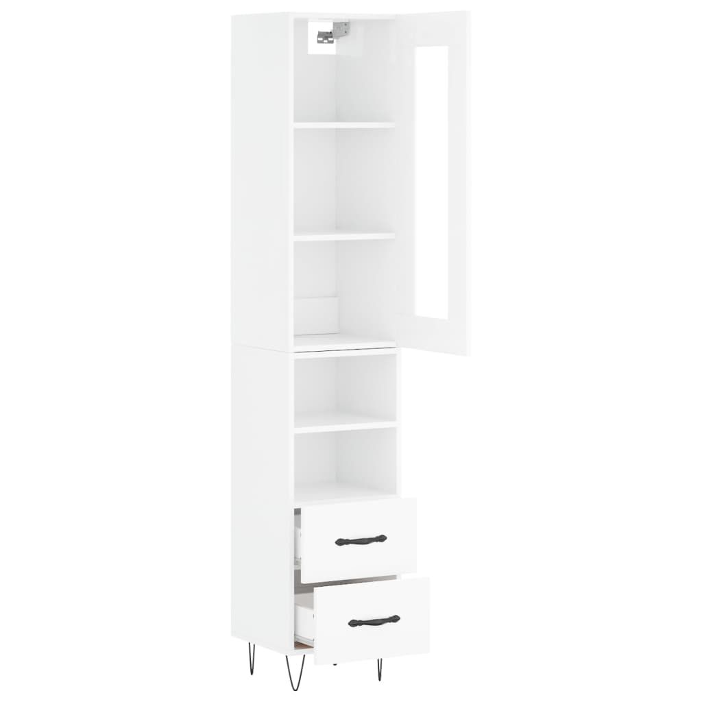 vidaXL Ντουλάπι Γυαλ. Λευκό 34,5 x 34 x 180 εκ. από Επεξεργασμένο Ξύλο