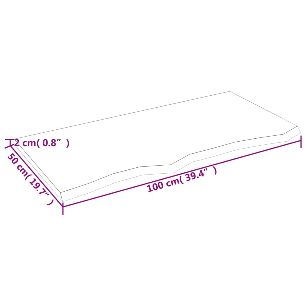 vidaXL Πάγκος Μπάνιου Αν. Καφέ 100 x 50 x 2 εκ. Επεξεργ. Μασίφ Ξύλο
