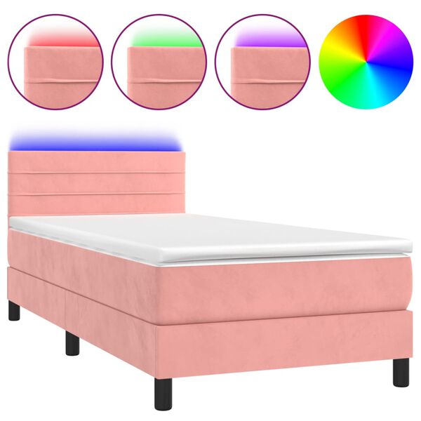 vidaXL &Kappa;&rho;&epsilon;&beta;ά&tau;&iota; Boxspring &mu;&epsilon; &Sigma;&tau;&rho;ώ&mu;&alpha; & LED &Rho;&omicron;&zeta; 80 x 200 &epsilon;&kappa;. &Beta;&epsilon;&lambda;&omicron;ύ&delta;&iota;&nu;&omicron;