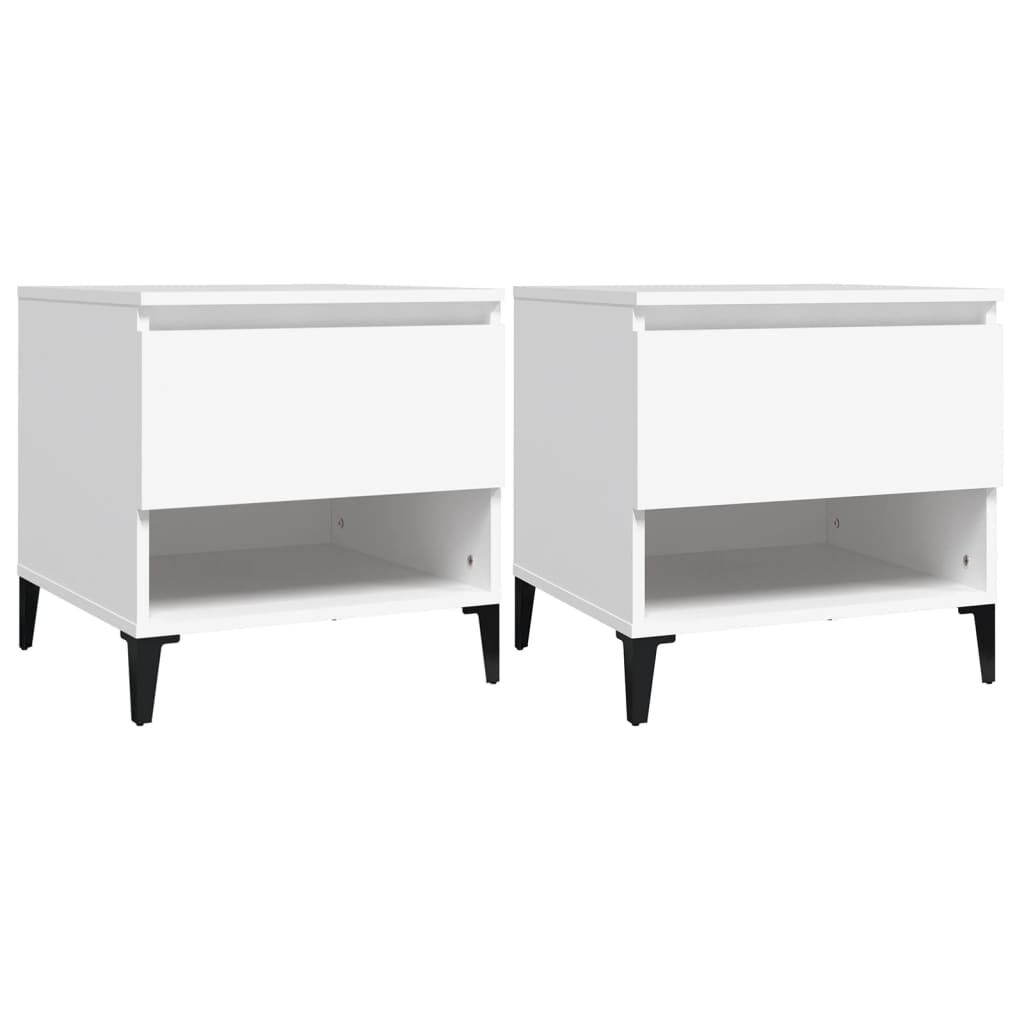 vidaXL Βοηθητικά Τραπέζια 2 τεμ. Λευκά 50x46x50 εκ. Επεξεργασμένο Ξύλο