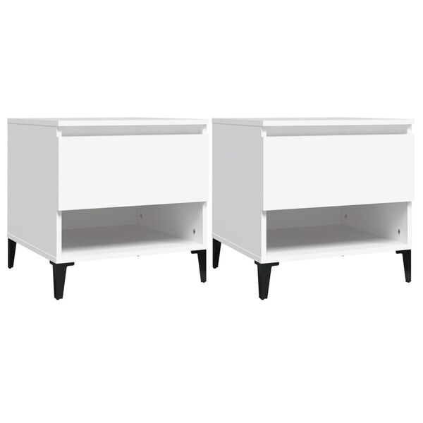 vidaXL Βοηθητικά Τραπέζια 2 τεμ. Λευκά 50x46x50 εκ. Επεξεργασμένο Ξύλο