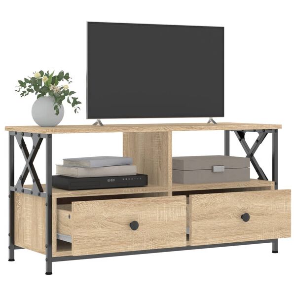 vidaXL Έπιπλο Τηλεόρασης Sonoma Δρυς 90x33x45 εκ. Επεξ. Ξύλο/Σίδερο