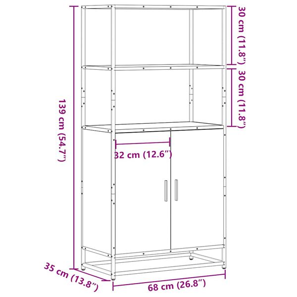 vidaXL Highboard Grey Sonoma Κατασκευασμένο ξύλο και μέταλλο