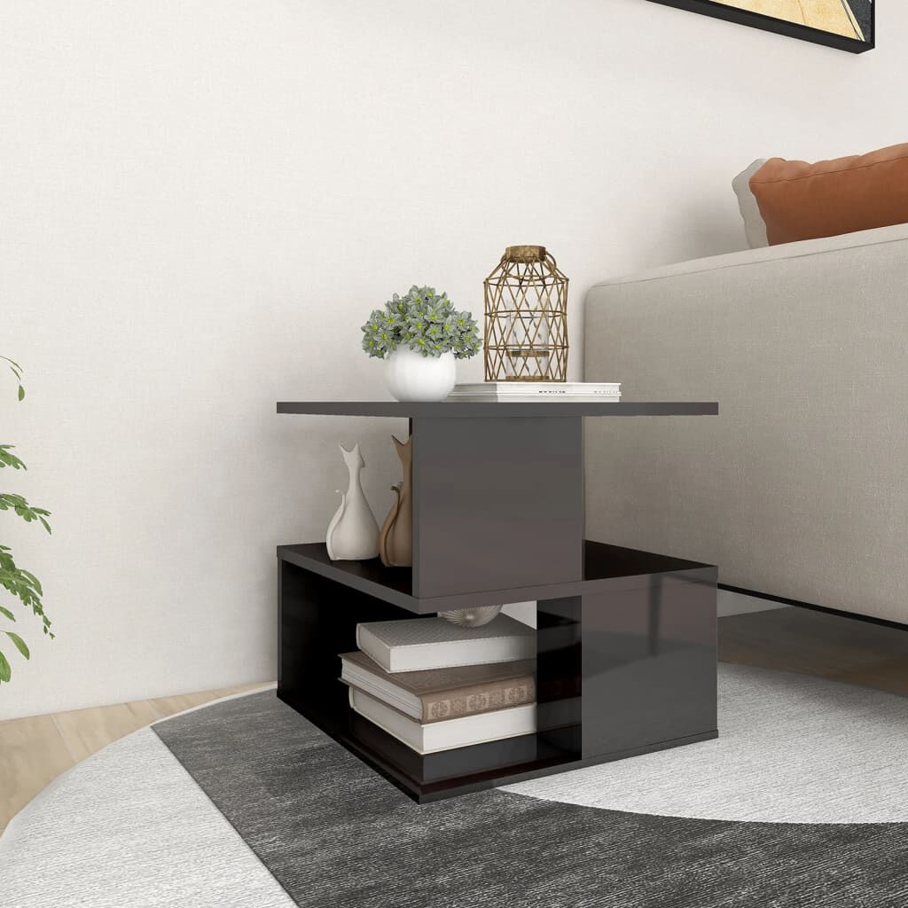 vidaXL Τραπέζι Βοηθητικό Γυαλιστερό Γκρι 40 x 40 x 40 εκ. Μοριοσανίδα