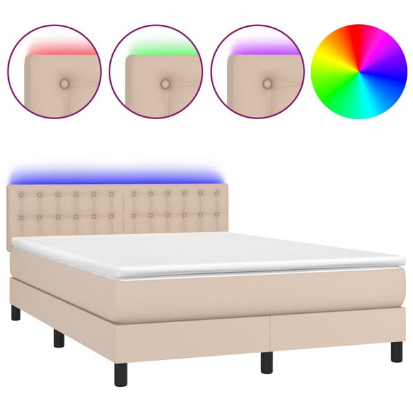 vidaXL &Kappa;&rho;&epsilon;&beta;ά&tau;&iota; Boxspring &Sigma;&tau;&rho;ώ&mu;&alpha;&LED &Kappa;&alpha;&pi;&omicron;&upsilon;&tau;&sigma;ί&nu;&omicron; 140x200 &epsilon;&kappa;. &Sigma;&upsilon;&nu;&theta;. &Delta;έ&rho;&mu;&alpha;