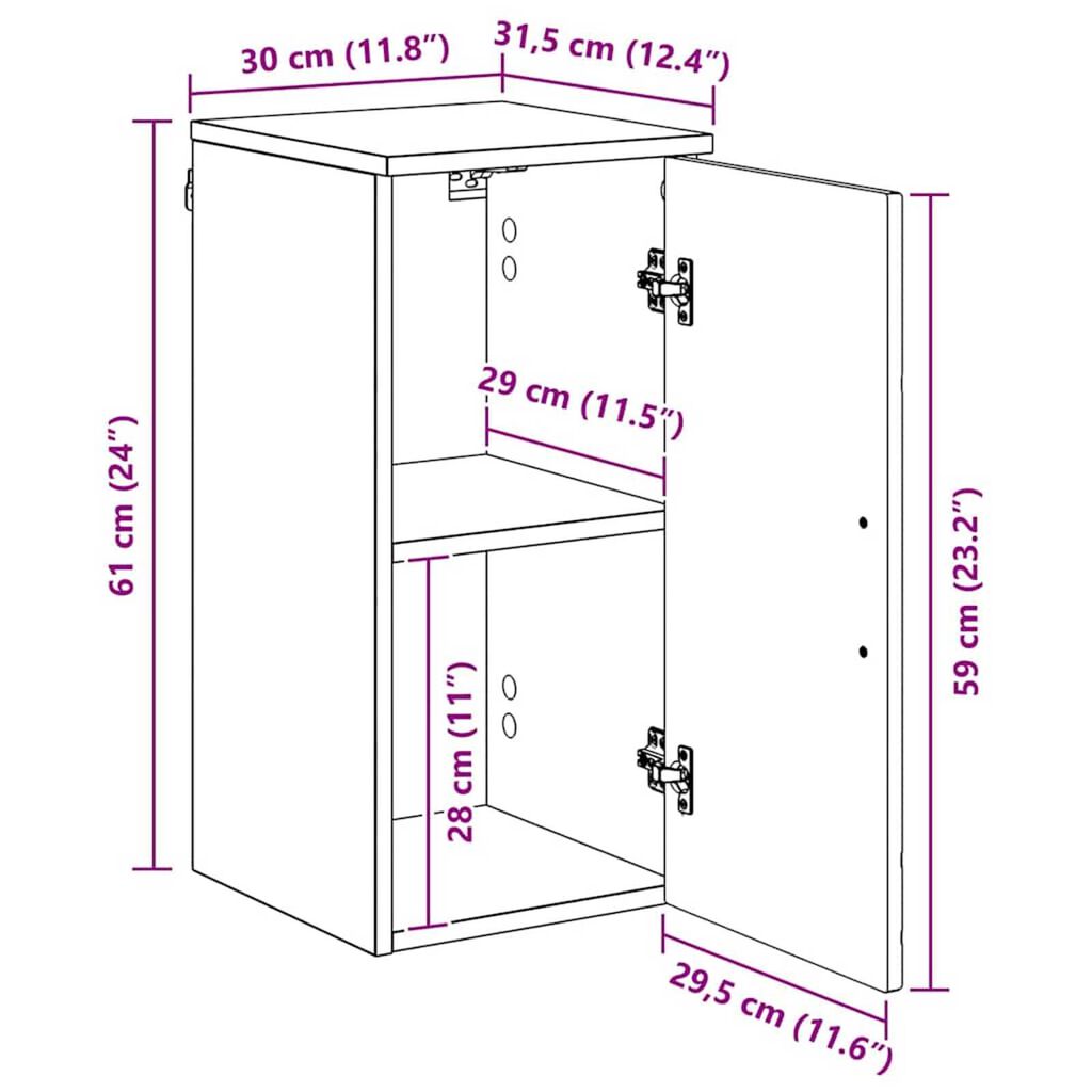 vidaXL Ντουλάπι Μπάνιου με αποθήκευση Sonoma Δρυς 30 x 31,5 x 61 εκ