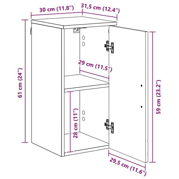 vidaXL Ντουλάπι Μπάνιου με αποθήκευση Sonoma Δρυς 30 x 31,5 x 61 εκ