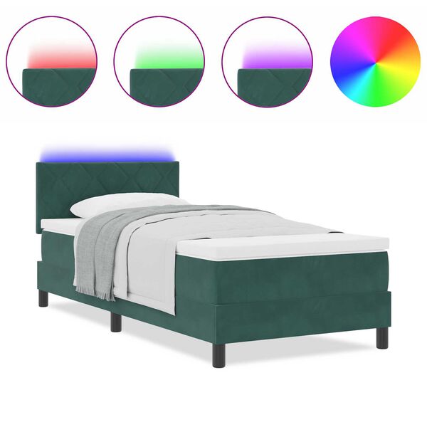 vidaXL Κρεβάτι με ελατήρια Σκούρο πράσινο 90 x 200 cm Βελούδο