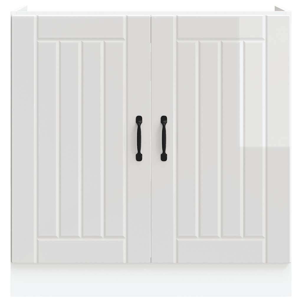 vidaXL Ντουλάπι βάσης νεροχύτη "Lucca" High Gloss White