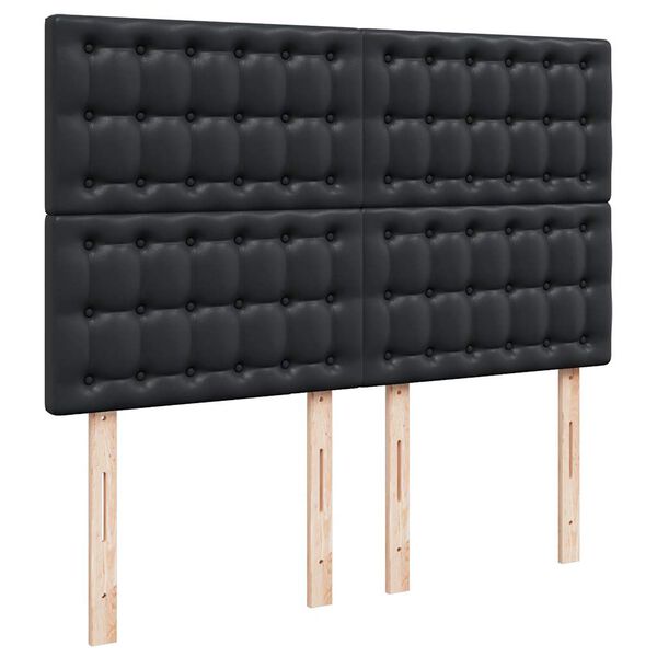 vidaXL Οθωμανικό κρεβάτι με στρώμα & LEDs Μαύρο 140x200cm Faux Leather