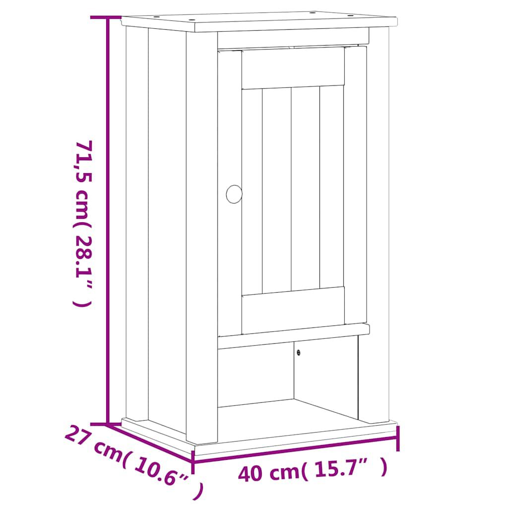 vidaXL Ντουλάπι Μπάνιου Επιτοίχιο BERG Λευκό 40x27x71,5 εκ Μασίφ Πεύκο