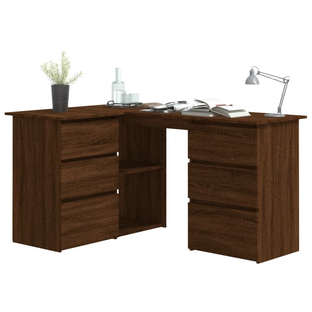 vidaXL Γραφείο Γωνιακό Καφέ Δρυς 145x100x76 εκ. Επεξεργασμένο Ξύλο