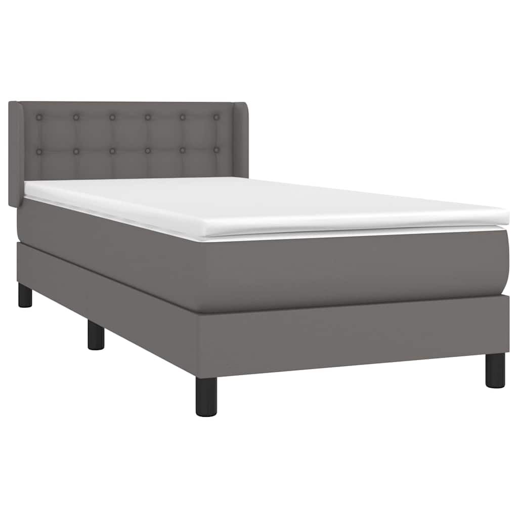 vidaXL Κρεβάτι Boxspring με Στρώμα Γκρι 80 x 200 εκ. Συνθετικό Δέρμα