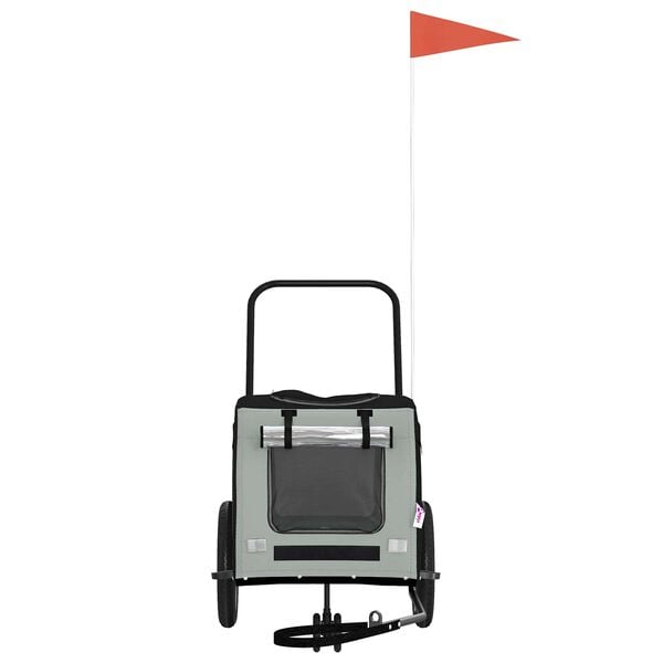 vidaXL Τρέιλερ ποδηλάτου για κατοικίδια με αποθήκευση Γκρι και Μαύρο