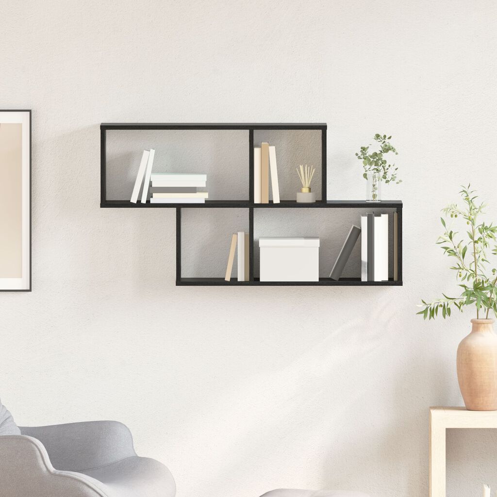 vidaXL Ράφι Τοίχου Μαύρη Δρυς 100x20x53 εκ. Επεξεργασμένο Ξύλο