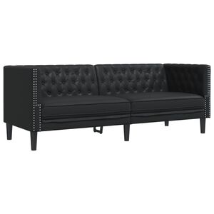 vidaXL &Kappa;&alpha;&nu;&alpha;&pi;έ&sigmaf; Chesterfield 3 &theta;έ&sigma;&epsilon;&omega;&nu; &Mu;&alpha;ύ&rho;&omicron; &alpha;&pi;ό &Sigma;&upsilon;&nu;&theta;&epsilon;&tau;&iota;&kappa;ό &Delta;έ&rho;&mu;&alpha;