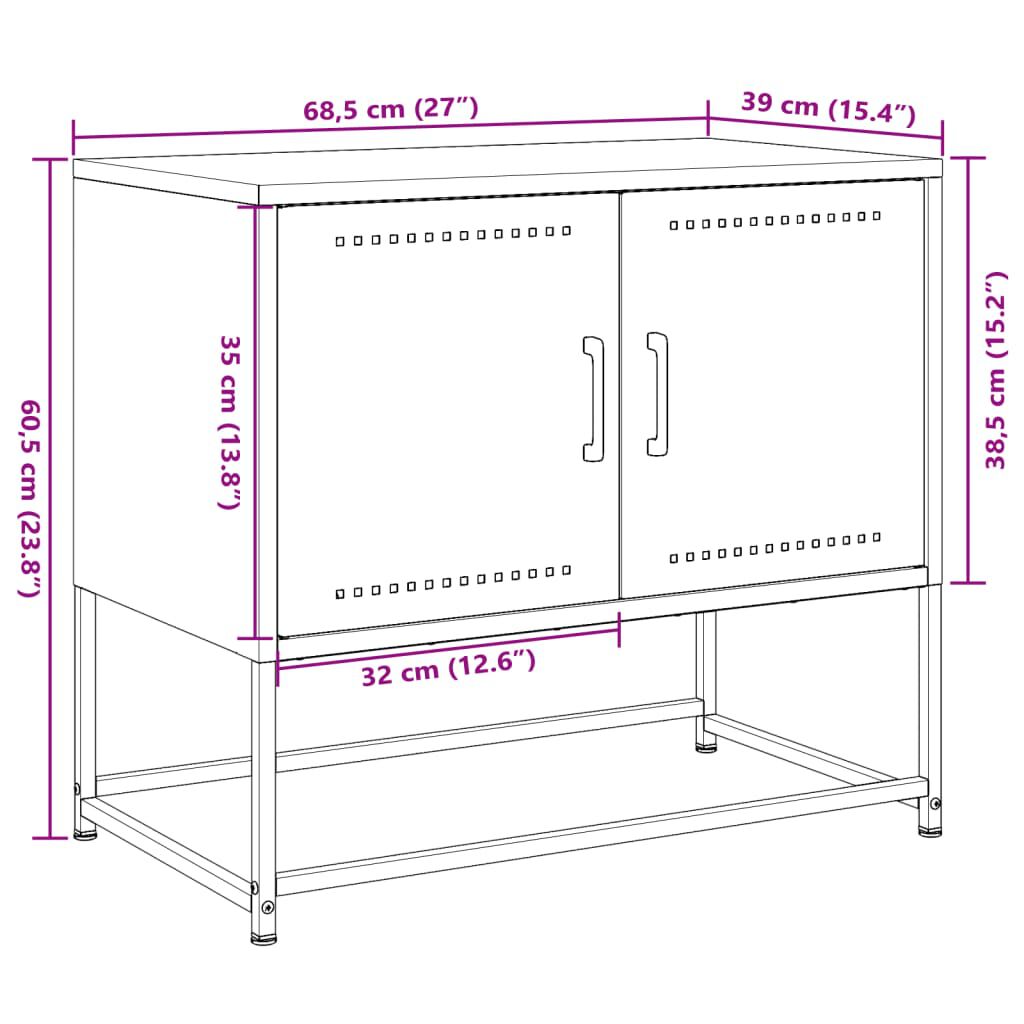 vidaXL Έπιπλο Τηλεόρασης Λευκό 68,5x39x60,5 εκ. από Ατσάλι