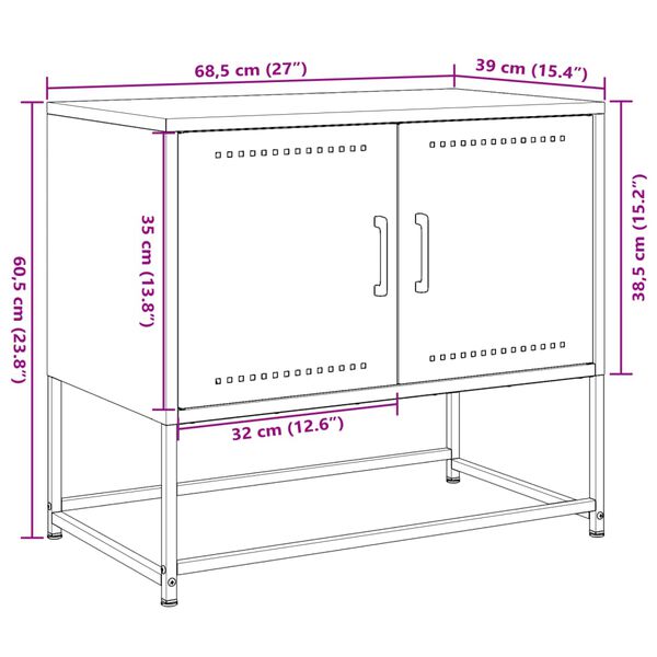 vidaXL Έπιπλο Τηλεόρασης Λευκό 68,5x39x60,5 εκ. από Ατσάλι