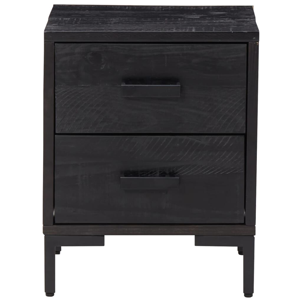 vidaXL Κομοδίνα 2 τεμ. Μαύρα 36x30x45 εκ. από Μασίφ Ξύλο Πεύκου