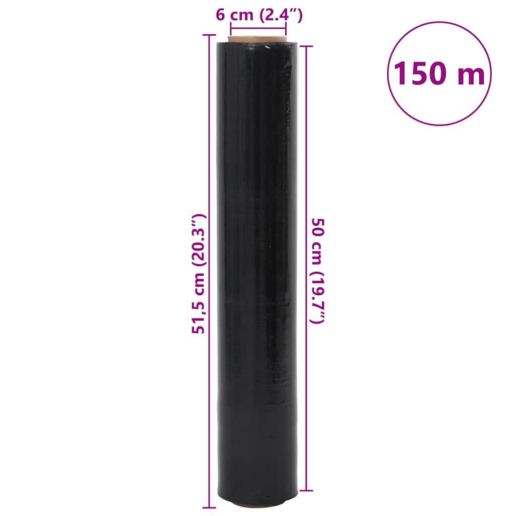 vidaXL Stretch Film 6 τεμάχια Μαύρο 20 μm 50 cm x 150 m