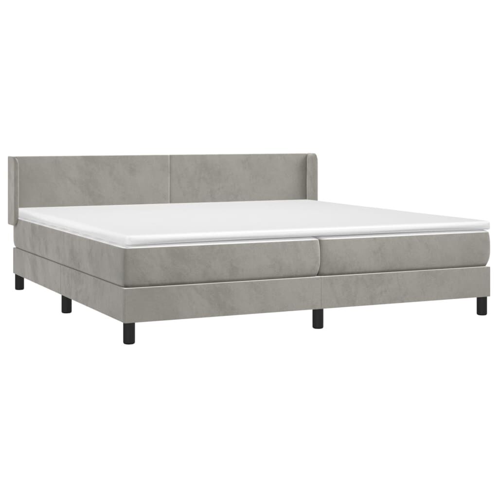 vidaXL Κρεβάτι Boxspring με Στρώμα Ανοιχτό Γκρι 200x200 εκ. Βελούδινο