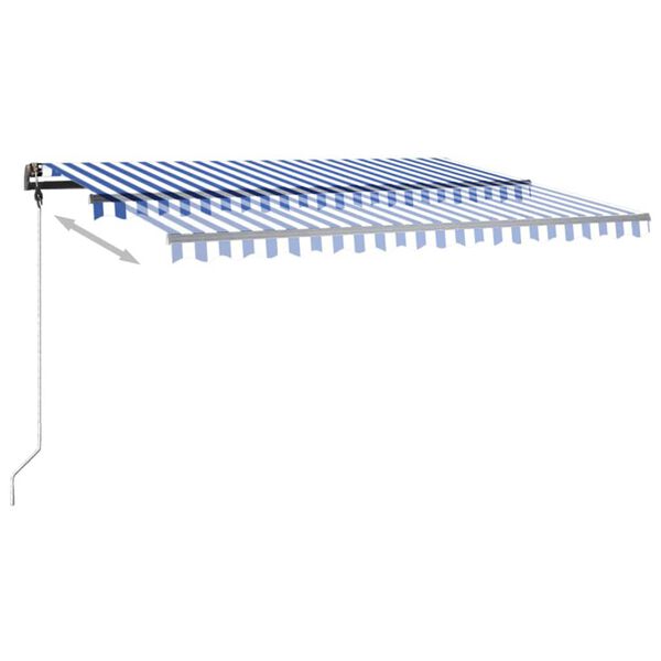 vidaXL Τέντα Συρόμενη Χειροκίνητη με LED Μπλε / Λευκό 450 x 350 εκ.