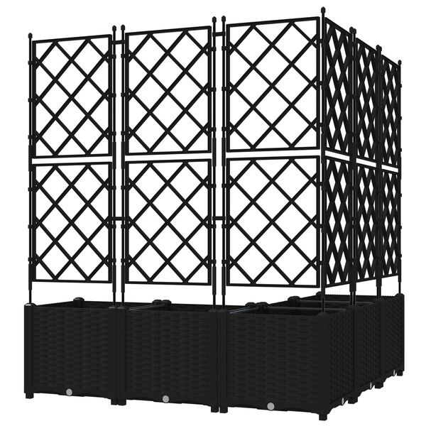 vidaXL Γλάστρα Κήπου με Τρέλλις 5 τεμ Μαύρη 120x120x143 εκ