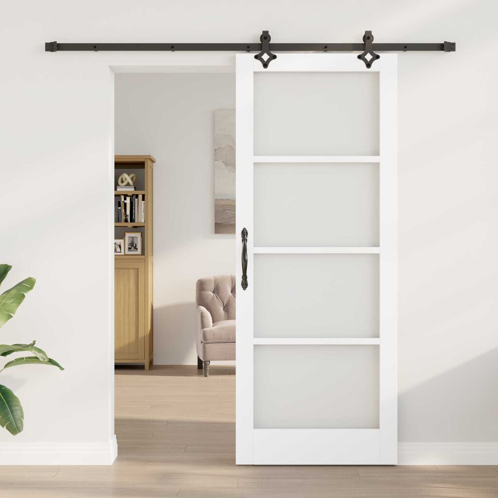 vidaXL Συρόμενη Πόρτα Λευκό 86 x 211 cm Ξύλο και μέταλλο
