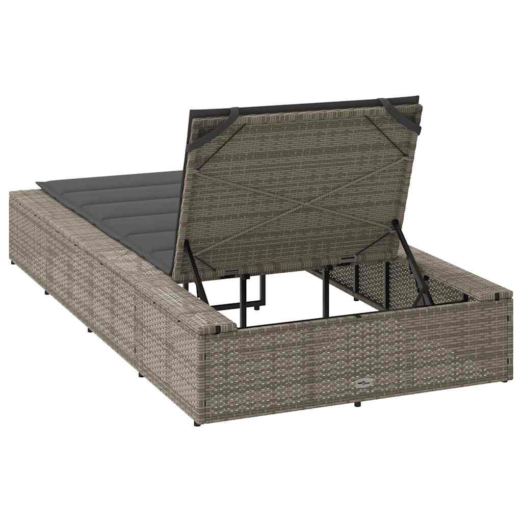 vidaXL Ξαπλώστρα με αιωρούμενο μαξιλάρι Γκρι Poly Rattan