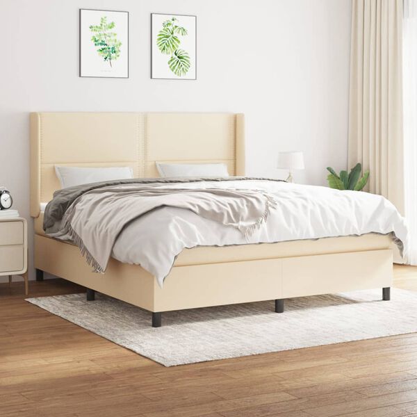 vidaXL &Kappa;&rho;&epsilon;&beta;ά&tau;&iota; Boxspring &mu;&epsilon; &Sigma;&tau;&rho;ώ&mu;&alpha; &Kappa;&rho;&epsilon;&mu; 180x200 &epsilon;&kappa;. &Upsilon;&phi;&alpha;&sigma;&mu;ά&tau;&iota;&nu;&omicron;