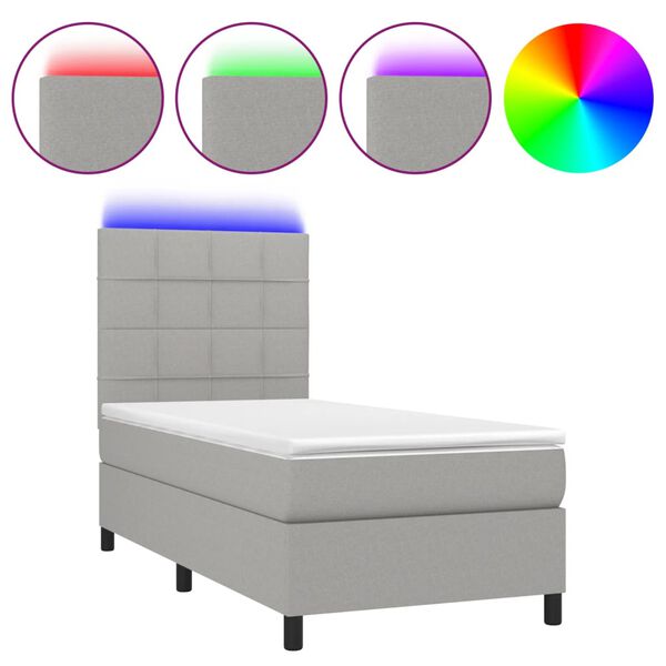 vidaXL &Kappa;&rho;&epsilon;&beta;ά&tau;&iota; Boxspring &mu;&epsilon; &Sigma;&tau;&rho;ώ&mu;&alpha; & LED &Alpha;&nu;.&Gamma;&kappa;&rho;&iota; 100x200&epsilon;&kappa;. &Upsilon;&phi;&alpha;&sigma;&mu;ά&tau;&iota;&nu;&omicron;