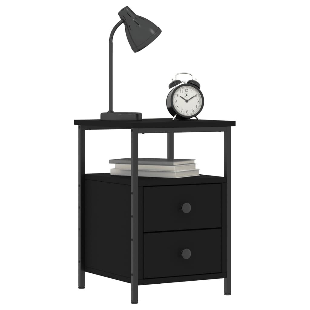 vidaXL Κομοδίνο Μαύρο 34 x 35,5 x 50 εκ. από Επεξεργασμένο Ξύλο