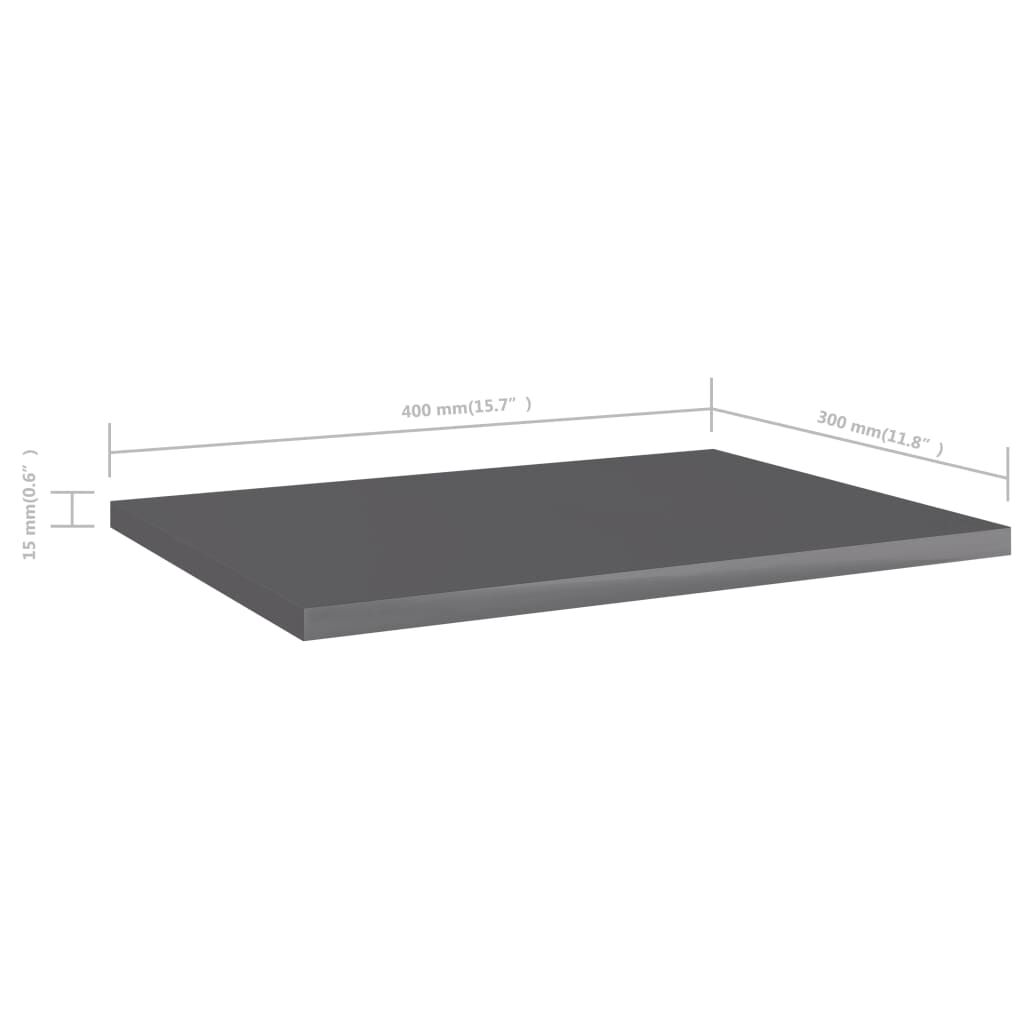 vidaXL Ράφια Βιβλιοθήκης 8 τεμ. Γυαλ. Γκρι 40x30x1,5 εκ. Επεξ.Ξύλο