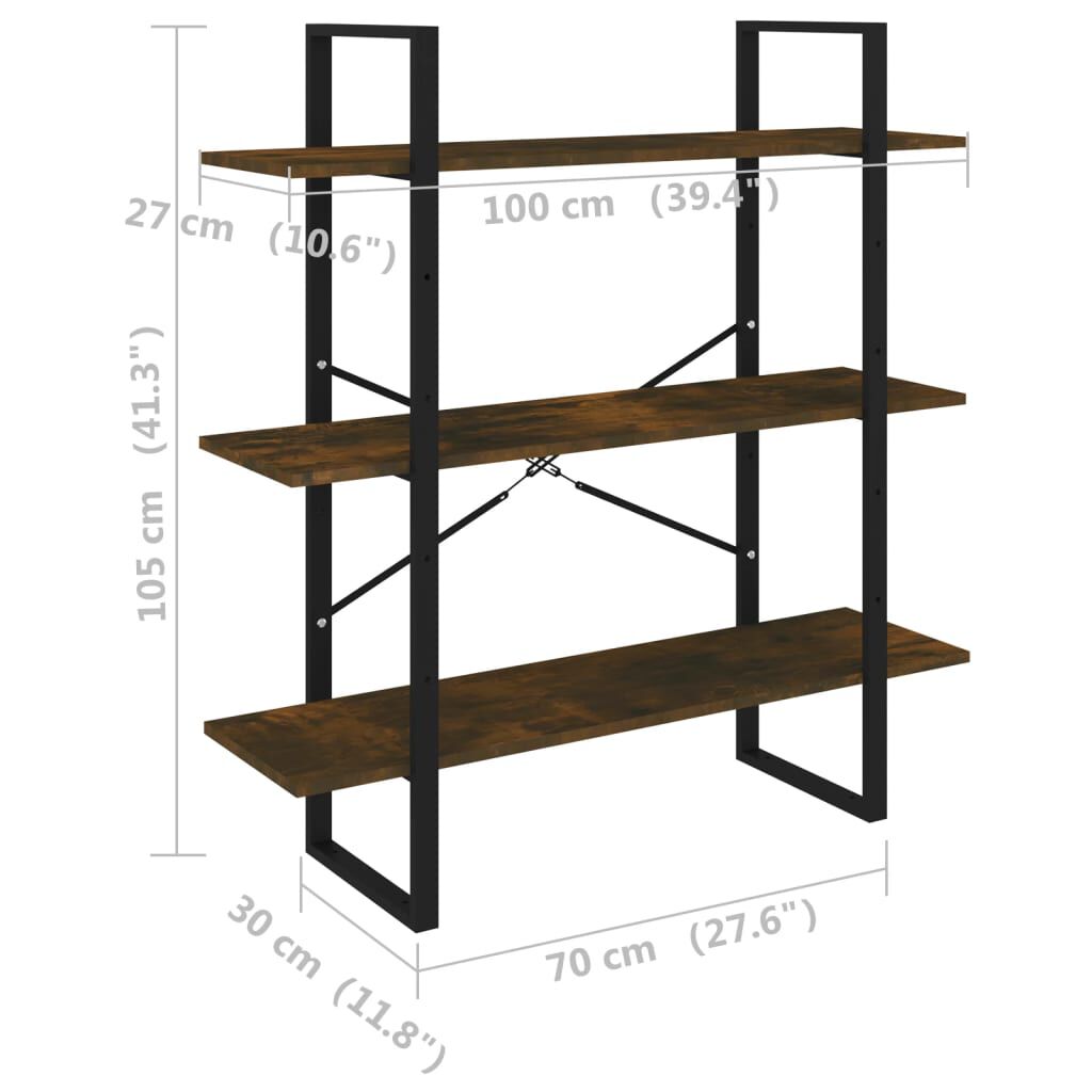 vidaXL Βιβλιοθήκη Καπνιστή Δρυς 100x30x105 εκ. από Επεξεργασμένο Ξύλο