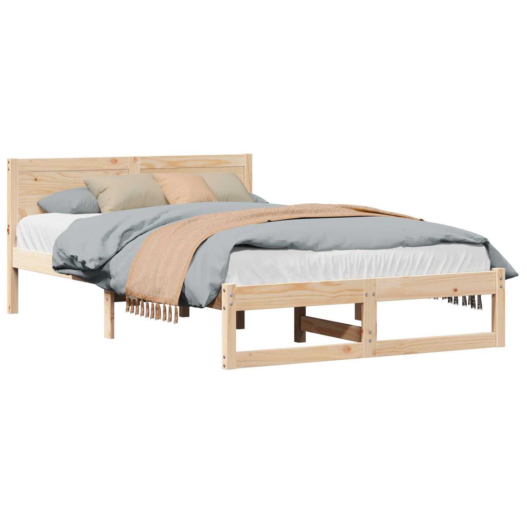 vidaXL Σκελετός Κρεβατιού Καφέ 140 x 190 cm Μασίφ ξύλο πεύκου