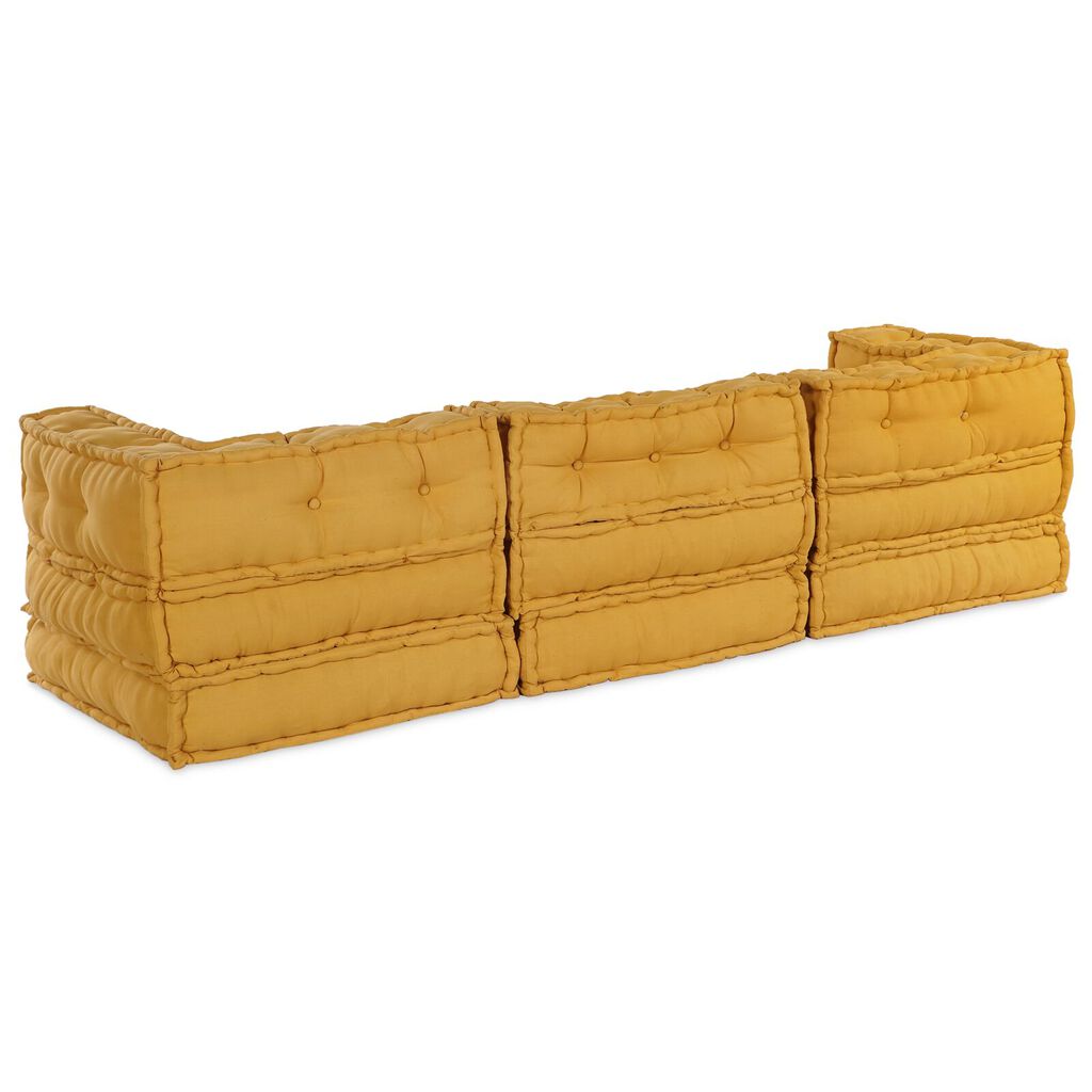 vidaXL Modular Pouffes 3 τμχ Κίτρινο Ύφασμα