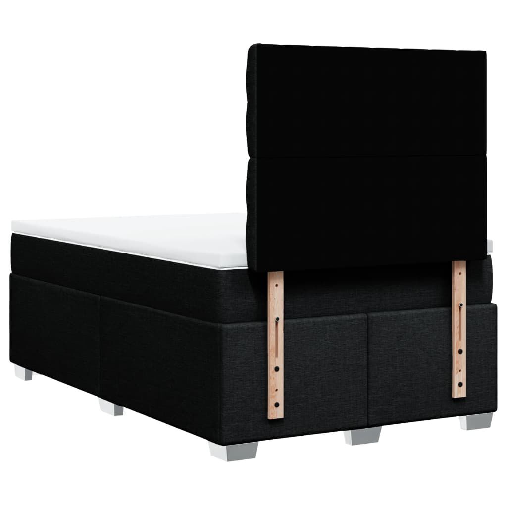 vidaXL Κρεβάτι Boxspring με Στρώμα Μαύρο 120x190 εκ. Υφασμάτινο