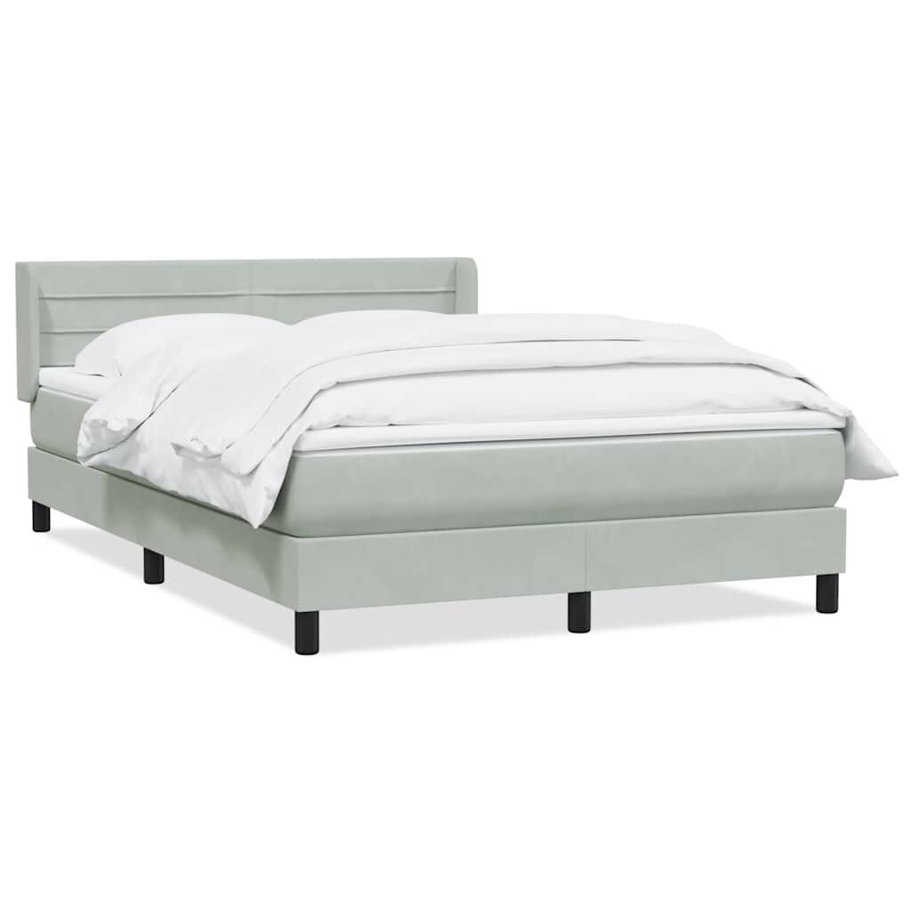 vidaXL Κρεβάτι Boxspring με Στρώμα Ανοιχτό Γκρι 160x220 εκ. Βελούδινο