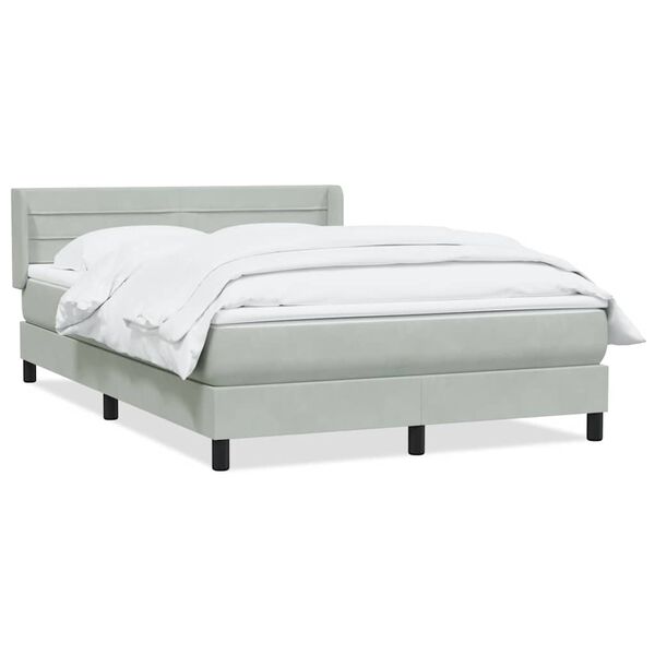 vidaXL Κρεβάτι Boxspring με Στρώμα Ανοιχτό Γκρι 160x220 εκ. Βελούδινο