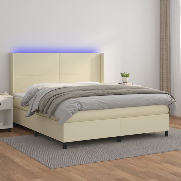 vidaXL &Kappa;&rho;&epsilon;&beta;ά&tau;&iota; Boxspring &mu;&epsilon; &Sigma;&tau;&rho;ώ&mu;&alpha; & LED &Kappa;&rho;&epsilon;&mu; 160x200 &epsilon;&kappa;. &Sigma;&upsilon;&nu;&theta;. &Delta;έ&rho;&mu;&alpha;