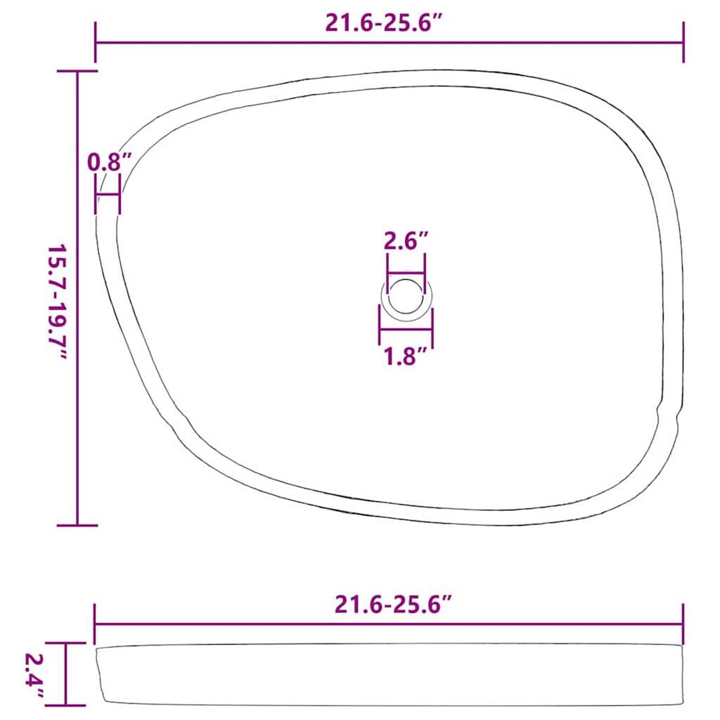 vidaXL Λεκάνη Γκρι (55-65) x (40-50) x 6 εκ. Πέτρα Ποταμού
