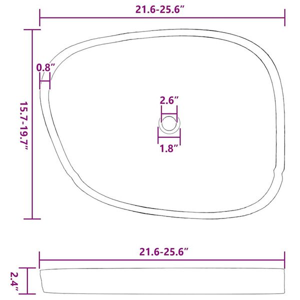 vidaXL Λεκάνη Γκρι (55-65) x (40-50) x 6 εκ. Πέτρα Ποταμού