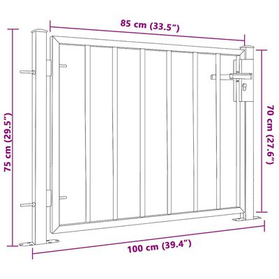 vidaXL Πόρτα Περίφραξης Κήπου 100 x 75 εκ. από Ανοξείδωτο Ατσάλι