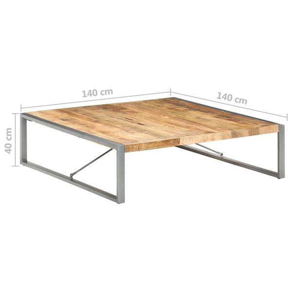 vidaXL Τραπεζάκι Σαλονιού 140 x 140 x 40 εκ. Ακατέργαστο Ξύλο Μάνγκο