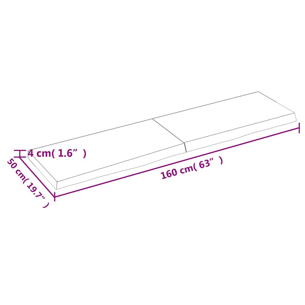 vidaXL Ράφι Τοίχου Ανοιχτό Καφέ 160x50x(2-4)εκ. Επεξ. Μασίφ Ξύλο Δρυός