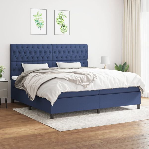 vidaXL &Kappa;&rho;&epsilon;&beta;ά&tau;&iota; Boxspring &mu;&epsilon; &Sigma;&tau;&rho;ώ&mu;&alpha; &Mu;&pi;&lambda;&epsilon; 200x200 &epsilon;&kappa;. &Upsilon;&phi;&alpha;&sigma;&mu;ά&tau;&iota;&nu;&omicron;
