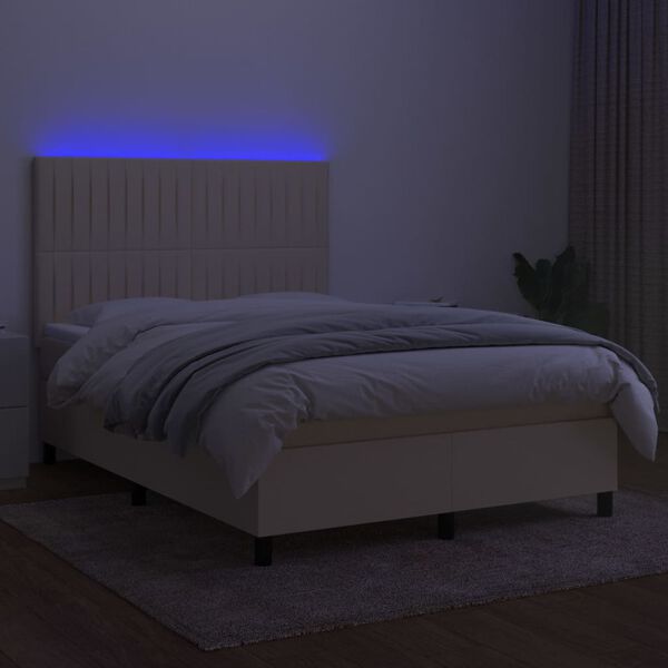 vidaXL &Kappa;&rho;&epsilon;&beta;ά&tau;&iota; Boxspring &mu;&epsilon; &Sigma;&tau;&rho;ώ&mu;&alpha; & LED &Kappa;&rho;&epsilon;&mu; 140x200 &epsilon;&kappa;. &Upsilon;&phi;&alpha;&sigma;&mu;ά&tau;&iota;&nu;&omicron;