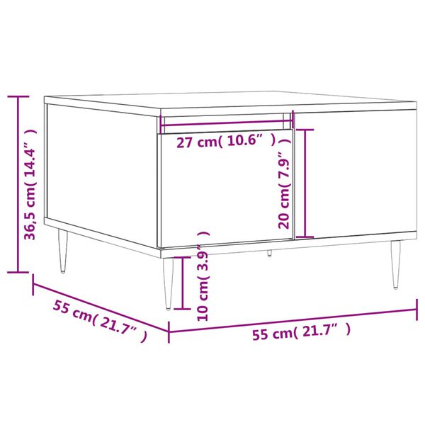 vidaXL Τραπεζάκι Σαλονιού Μαύρο 55x55x36,5 εκ. από Επεξεργασμένο Ξύλο