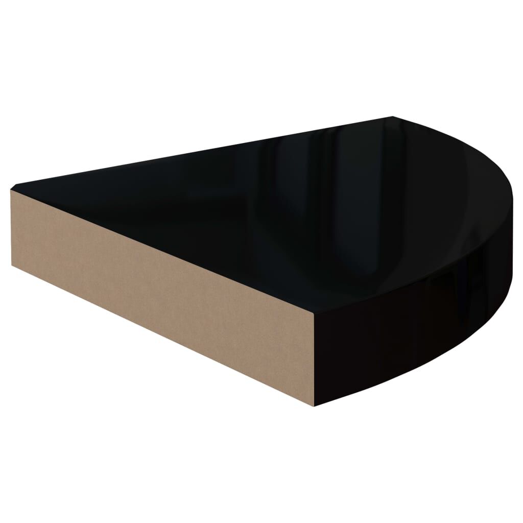 vidaXL Ράφι Τοίχου Γωνιακό Γυαλιστερό Μαύρο 25 x 25 x 3,8 εκ. από MDF