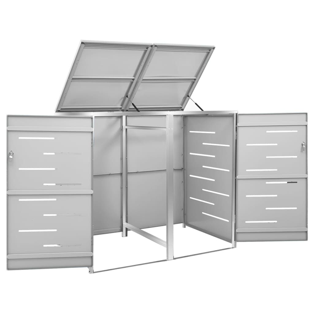 vidaXL Πλαίσιο Κάδων Απορρ. Διπλό με Ρόδες 138x77,5x112,5 εκ Αν. Ατσα.